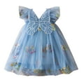 thumbnail image 6 of lcziwo Baby Girls Tulle Dress Sleeveless Floral Butterfly Tutu Dress Toddler Girls Birthday Party Princess Dresses Blue 80, 6 of 10