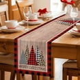 thumbnail image 6 of Christmas Tree Table Runner 72 Inches, Xmas Buffalo Plaid Leopard Print Brown Wooden Bed Runner Dresser Scarves Tabletop for Indoor Outdoor Parties/Ceremony/Banquet, 16" x 72", 6 of 8