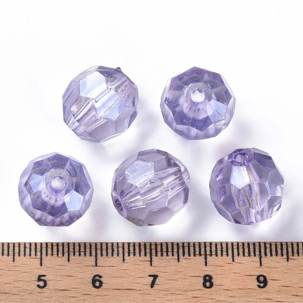 Transparent Acrylic Beads Faceted Football Lilac 14x13.5mm Hole: 2mm about 330pcs/500g