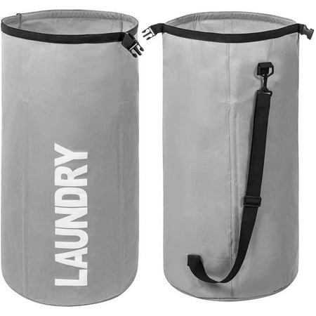 Wowlive Extra Large Foldable Laundry Bag Durable Laundry Basket Collapsible Laundry Hamper Backpack Laundry Liner Dirty Clothes Hamper Standing Waterproof Hampers For Laundry Dorm Room (Gray)