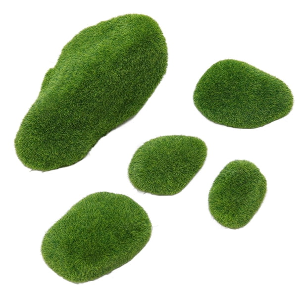 Piedras Cubiertas De Musgo Verde, Bolas De Musgo Artificiales, Resina Decorativa De Escondite De Musgo Flocado Seguro Para Acuario