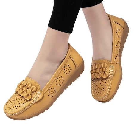 

Omagie Loafers Women Shoes Clearance Fall Womens Shoes Women s Casual Single Shoe Cowhide Peas Mom Shoes Cowhide Soled Hollowed Out Shoes