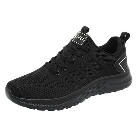 

Huesdet Men s Running Shoes Fashion Sneakers Lightweight Breathable Flying Knitting Lace Up Mesh Walking Shoes Workout Casual Sports Shoes（Black 6.5）