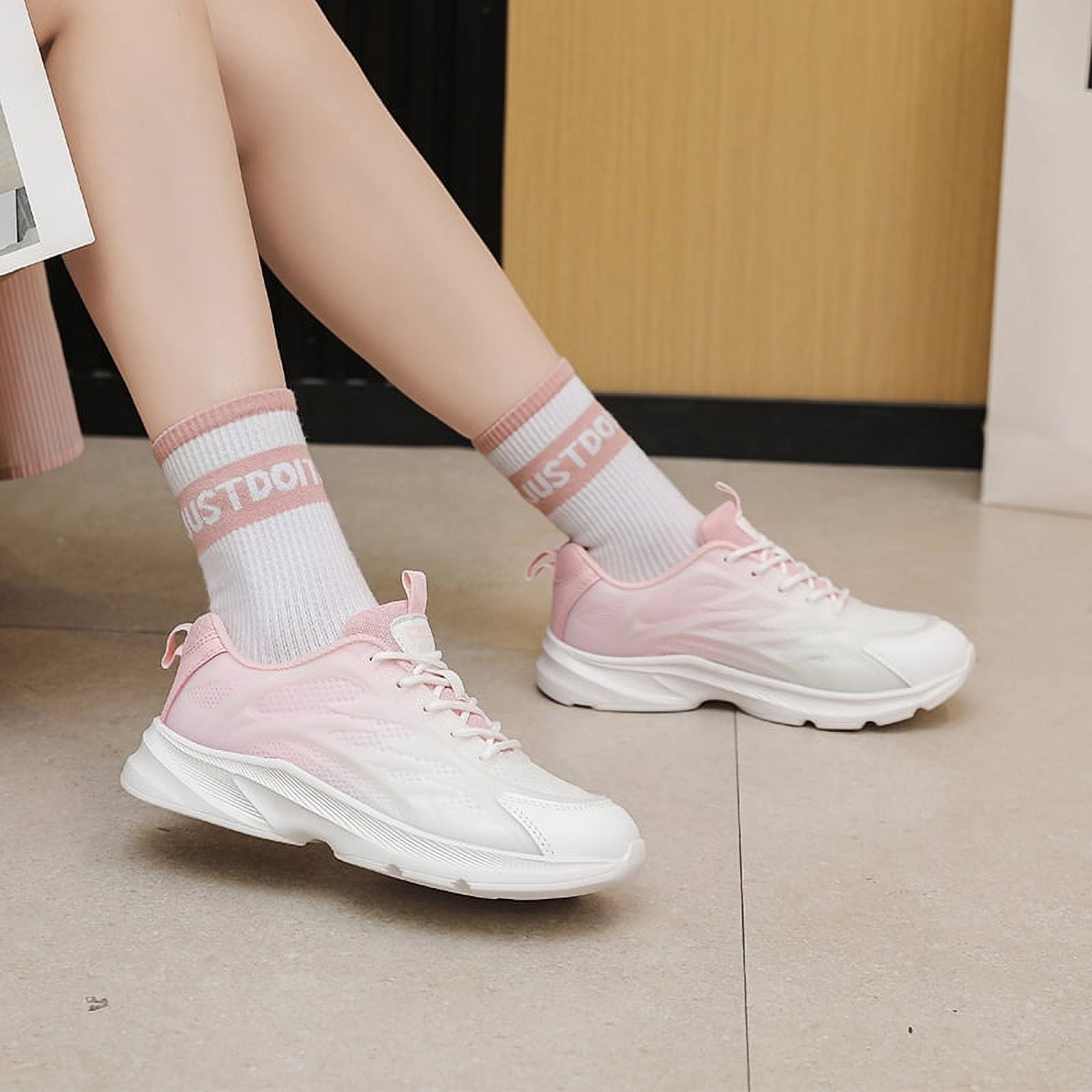 Tennis Shoes for Women Lightweight Sneakers Workout Non Slip Athletic Shoes，White Pink 8