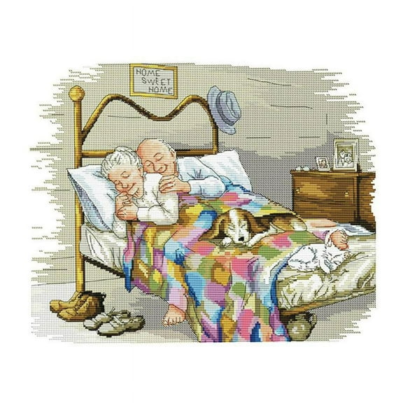 Stamped Cross Stitch Embroidery Kits DIY Needlework - The Old Married Couple