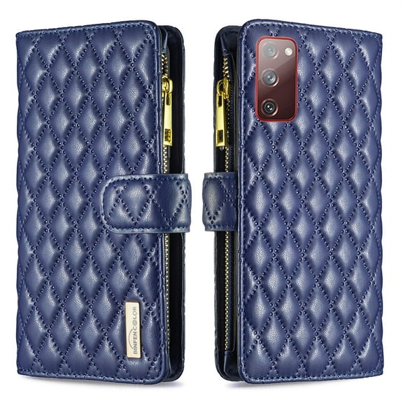 TECH CIRCLE Galaxy S20 FE 5G Phone Case, Durable PU Leather Drop Proof Magnetic Flip Kickstand Lanyard Strap Wristlet Zipper Card Holder Phone Case Cover for Samsung Galaxy S20 FE, Blue