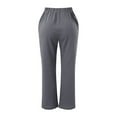 thumbnail image 5 of frariair Straight Leg Pants for Women High Waisted Wide Fashion Drawstring Elastic Trousers Comfy Long With Pockets Grey, 5 of 5