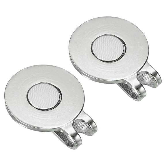 Golf Hat Clip Metal Cap Clamp with Magnetic Removable Ball Marker Holder, Silver, 2 Pack
