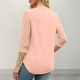 thumbnail image 4 of SOOMLON 3/4 Sleeve Shirts for Women Petite Tunic Cotton Tops Casual Solid V Neck Shirts Cute Lace T Shirts 2025 Trendy Spring Summer Ladies Tops Loose Fit Y2k Basic Outfits Pullover Orange XL, 4 of 9