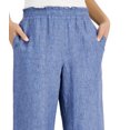 thumbnail image 2 of MSRP $70 Charter Club Linen Cropped Pull-On Pants Blue Size Medium, 2 of 4