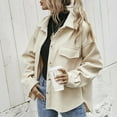 thumbnail image 4 of Defitshape Women's Fashion Shacket Coat Shackets Shirt Tops Button Down Jackets Outerwear Comfy Fall Cream Large, 4 of 5