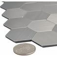 thumbnail image 3 of Avant Decor | Box of 8 Hexagonal Aluminum Peel and Stick Kitchen Backsplash Tiles | Silver, Modern, Geometric Design | 12' x 11.25', 3 of 7