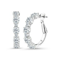 Gem Stone King 925 Sterling Silver White Topaz Hoop Earrings for Women (3.62 Cttw, Round 4MM and 1.9MM, Gemstone Birthstone 1 inch Diameter)