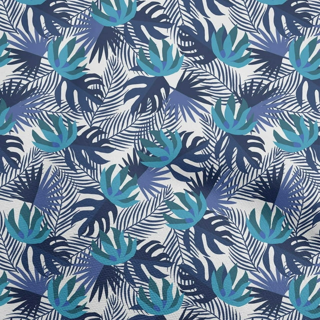 oneOone Cotton Silk Navy Blue Fabric Floral Craft Projects Decor Fabric Printed By The Yard 42 Inch Wide
