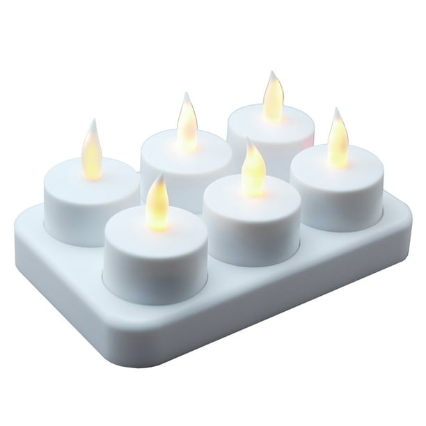 Brite Star Set of 6 Prelit LED Rechargeable Flameless Flickering Tea