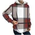 thumbnail image 2 of FDGIU Women's Plaid Flannel Shacket - Plus Size Fleece Lined Hooded Coat, Long Sleeve Button-Down Shirt Jacket, Oversized Flannel Hoodie, Warm Winter Zip-Up Coat, 2 of 5
