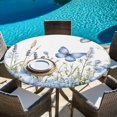thumbnail image 5 of Blue Spring Floral Round Tablecloth 55-60 Inch Round Fitted Table Cloth with Elastic Edge, Elegant Butterfly Summer Botanical Waterproof Table Cover Protector for Outdoor Picnic Party Dining, 5 of 6