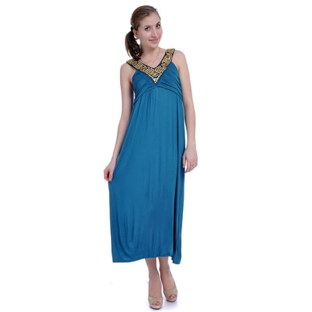 Princess Bodice - Anna-Kaci S/M Blue Exotic Princess Empire Waist Pleated Bodice Studded Dress