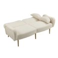 thumbnail image 4 of Velvet Loveseat Sofa Couch with Adjustable Backrest,Upholstered Accent Sofa with 2 Bolster Pillows and Metal Legs,Living Room Sofa Couch for Small Space Office,White Teddy, 4 of 7