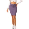 thumbnail image 1 of Faldas de mezclilla para mujer INSPIRE CHIC, desgastadas, de cintura alta, con dobladillo rasgado, faldas de mezclilla lavadas con bolsillos, XS, morado, 1 of 6