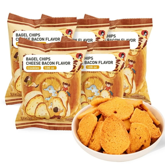 Bagel Chips - Cheese Bacon Flavor, 1.06oz*5【5 Packs】