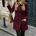 thumbnail image 4 of Fengqque Women's Hooded Double Breasted Trench Coat Notch Lapel Mid Length Winter Coat for Women Long Sleeve Casual Fall Outerwear with Side Hand Pockets Multi Colors, 4 of 7