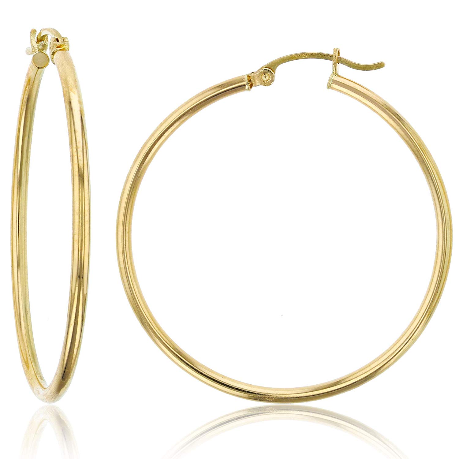 Decadence 14k Yellow Gold 2mm Solid Polished Hoop Earrings for Women