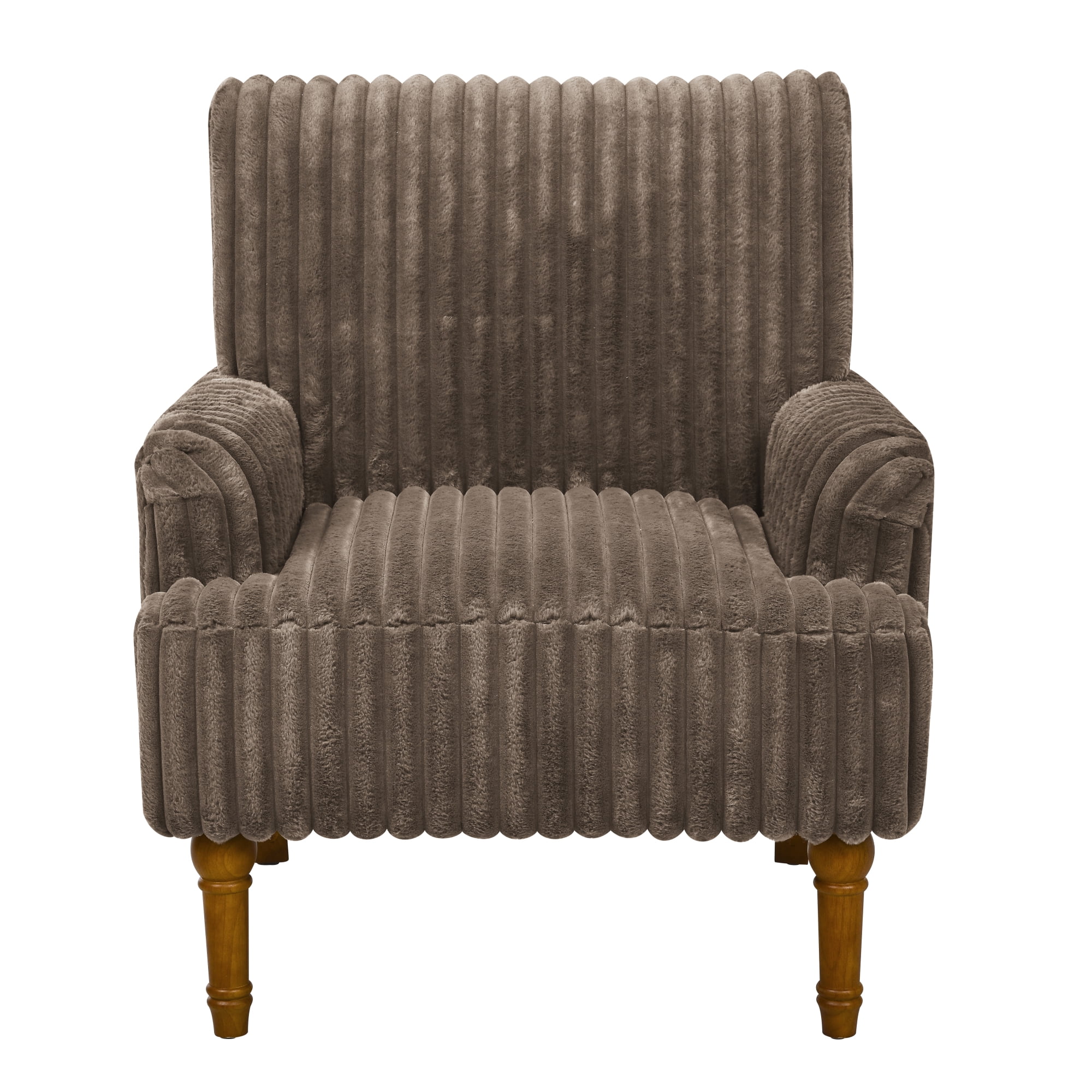 Leumius Modern Accent Chair with 9" Solid Wood Legs, Comfortable Upholstered Corduroy Armchair for Living Room Bedroom, Office Dark Coffee