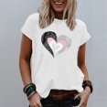 thumbnail image 2 of Hyknon Hauts pour Femmes Mode Été Saint-Valentin Imprimé Col Rond Manches Courtes Col Rond Haut/chemise Chandail Doux Polyvalent pour Sortir, 2 of 4