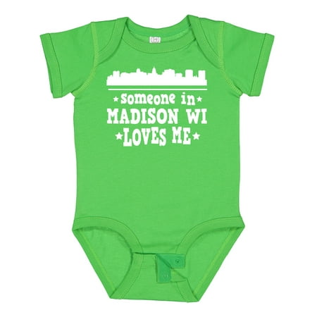 

Inktastic Madison Wisconsin Someone Loves Me Skyline Boys or Girls Baby Bodysuit