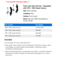 thumbnail image 2 of Front Lower Ball Joint Set - Compatible with 1995 - 2004 Toyota Tacoma 1996 1997 1998 1999 2000 2001 2002 2003, 2 of 2