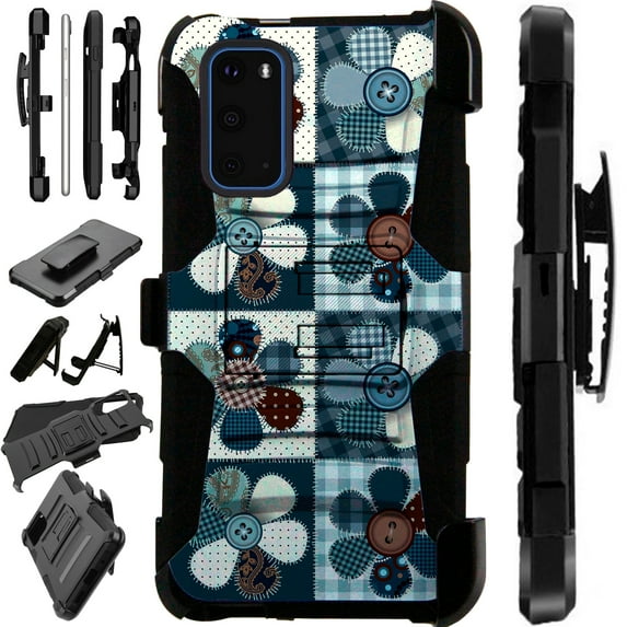 WORLD ACC LuxGuard Holster Compatible with Samsung Galaxy S20 Case Hybrid Phone Cover (Flower Patch)