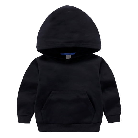 Scyoekwg Fall Fashion Toddler Boys Girls Sweatshirts Long Sleeve Hooded Tracksuits Sweatshirts Casual Solid Color Sports Pullover with Pocket (Black,2-3 Years)