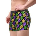 thumbnail image 2 of Yiaed Mardi Gras Shiny Green Purple Print Men's Soft Cotton Boxer Shorts Breathable Boxers Underwear Moisture-Wicking Underwear Stretch Boxer Briefs for Man-Small, 2 of 5