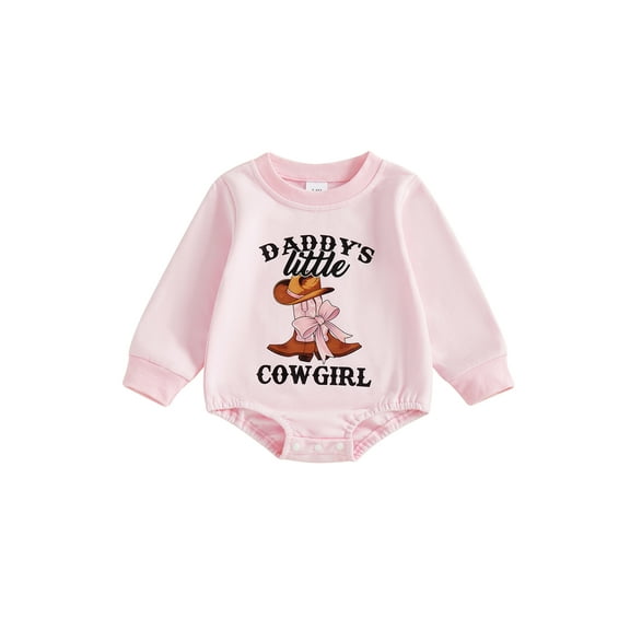 BemeyourBBs Baby Girls Sweatshirt Romper Cowgirl Hat Print Long Sleeve Jumpsuit