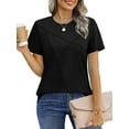 thumbnail image 3 of UVN Blouses for Women Summer Short Sleeve Shirts Casual Crew Neck Pleated Tunic Tops, 3 of 10