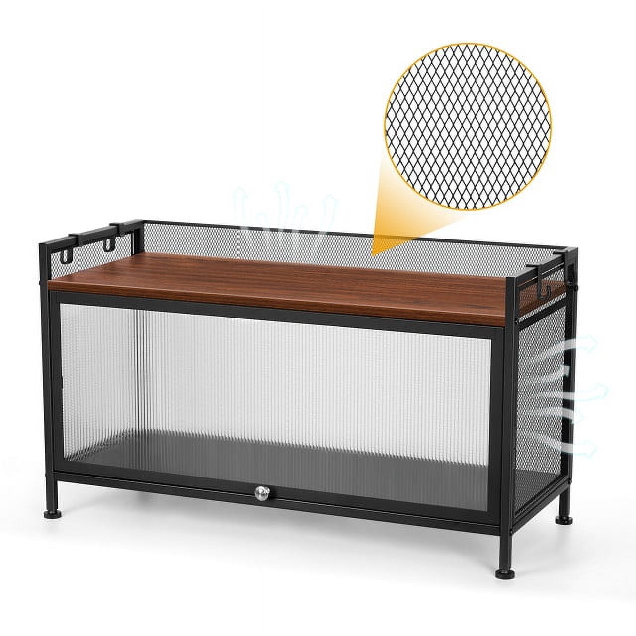 2-Tier Metal Black 31.5" Microwave Rack Storage Cabinet