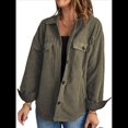 thumbnail image 1 of Chaqueta de Mujer de Gran Tamaño con Botones y Larga con Aberturas. Verde M, 1 of 5