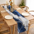 thumbnail image 3 of Marble Navy Blue Table Runner - 120 Inch Long, Kitchen Dining Table Runner Dresser Scarves, Abstract Gold White Brick Stone Motif Farmhouse Decor for Coffee Tables Wedding Party Banquet, 3 of 8