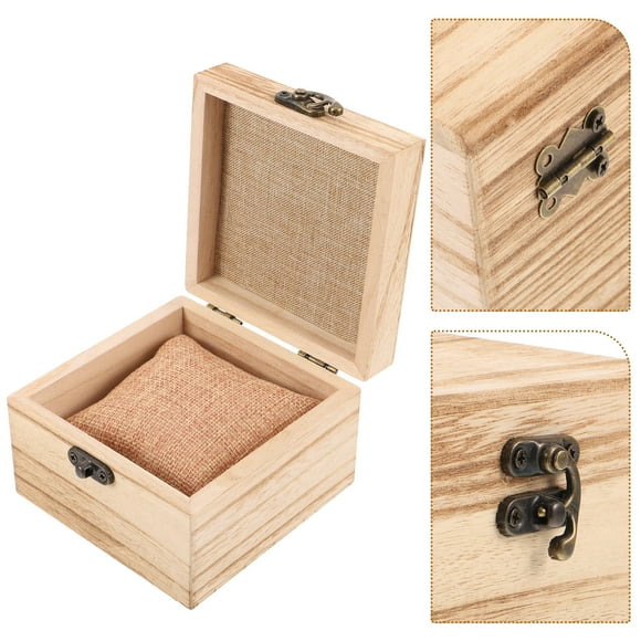 OULII 1 Set Jewelry Box Rectangular Wood And Fabric Minimalist For Men 10.00X10.00X7.00In