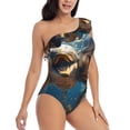 thumbnail image 3 of Gukieu Playful Dolphins Underwater Print One-shoulder Ruffled One-piece Swimsuit with Removable Chest Pads and Tummy-control Swimsuit for Women-XX-Large, 3 of 6