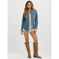 thumbnail image 2 of Jessica Simpson Women's Relaxed Denim Shirt with Long Sleeves, Sizes XS-4X, 2 of 6