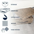 thumbnail image 5 of happimess BSK1006B Chett 26.38" Minimalist Hand-Woven Hyacinth/Wood Underbed Storage Bin with Wheels and Handles, Brown Wash, 5 of 11