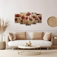thumbnail image 2 of ZHONGYUTONG Red Poppies Flower Canvas Wall Art 5 Pieces Retro Poppy Floral Painting Prints Elegant Rustic Picture Artwork Bathroom Home Decor (8"x14"x2 8"x18"x2 8"x22"x1), 2 of 6