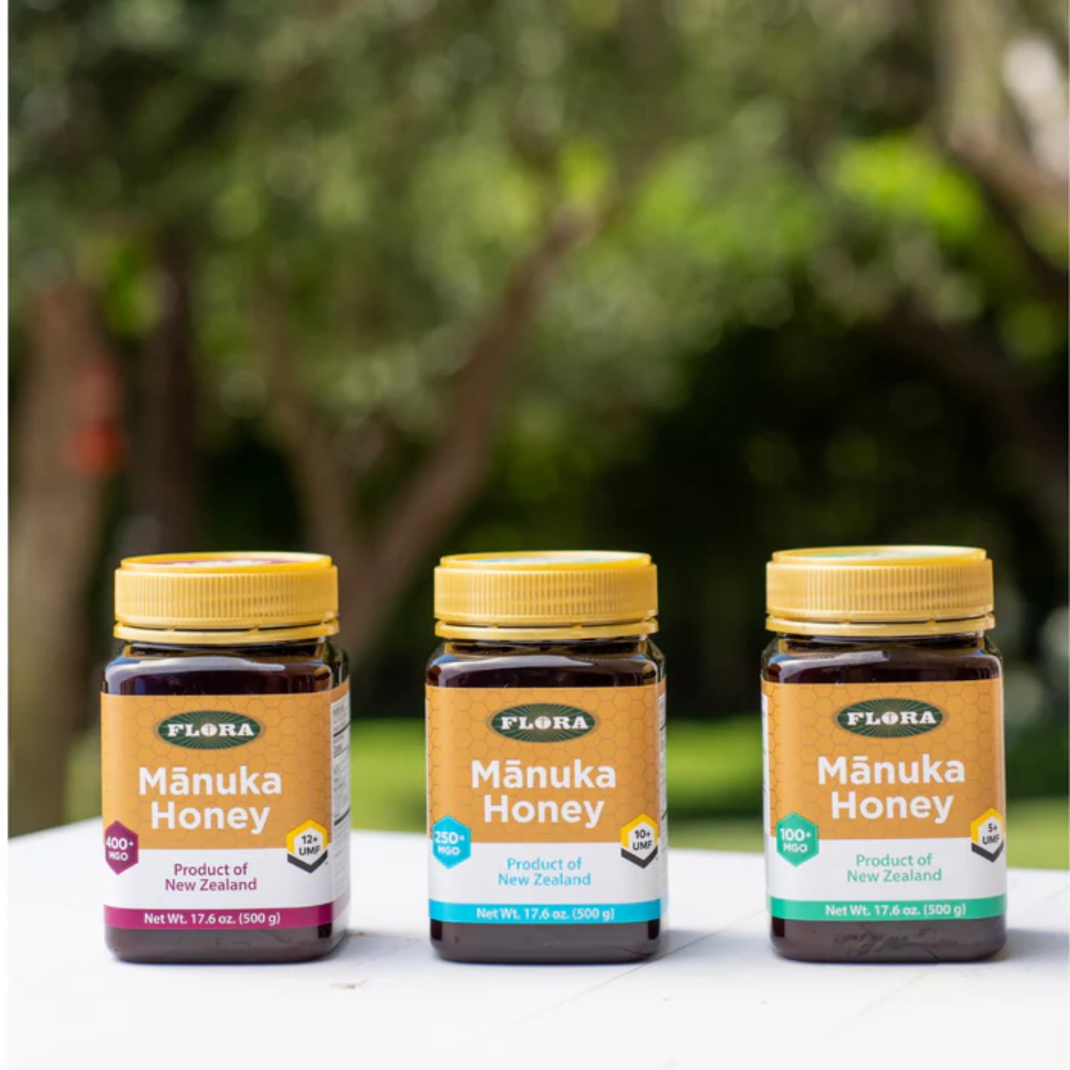 Flora - Mānuka Honey MGO 400+/12+ UMF, New Zealand Honey, 100% Traceable MGO,Natural Healing, Sore Throat Relief, Aids Digestion, 17.6-oz. Jar