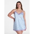 thumbnail image 2 of Joyspun Women's Lace Trim Stretch Satin Chemise, Sizes S-3X, 2 of 6