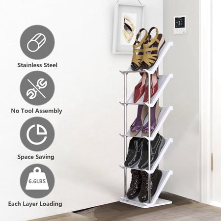 5/8 Tier Narrow Vertical Stackable Shoe Rack, Free Standing Storage Organizer for Entryway