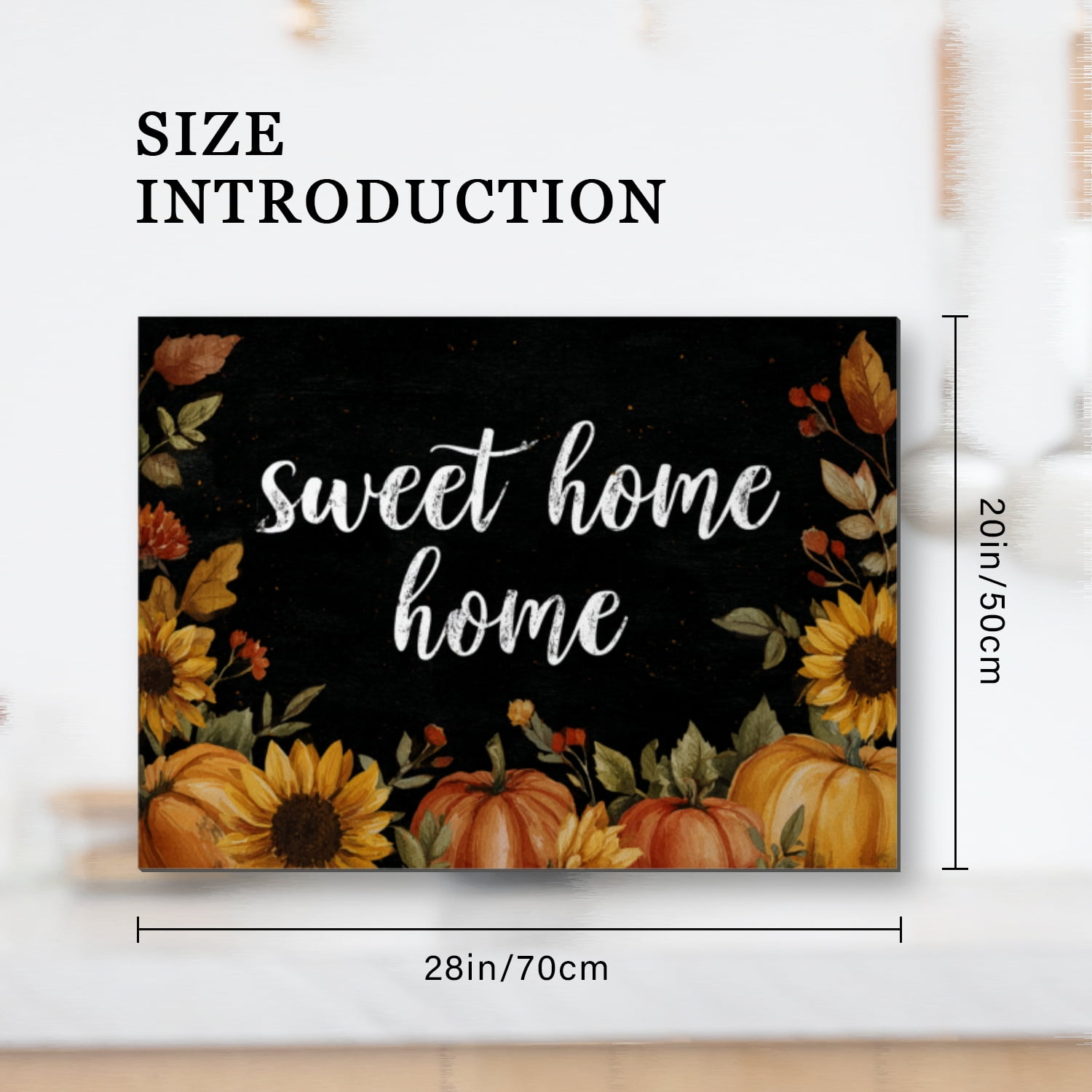 Square Cover for Stove Top Electric Flat Top, Sunflower Pumpkin Sweet Home Print Washable Foldable Stovetop Cover, Kitchen Decor Cooktop Mat for Kitchen RV (28×20 Inch)
