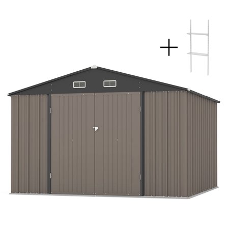 Patiowell 10 x 10 ft Outdoor Storage Shed with Detachable Storage Rack
