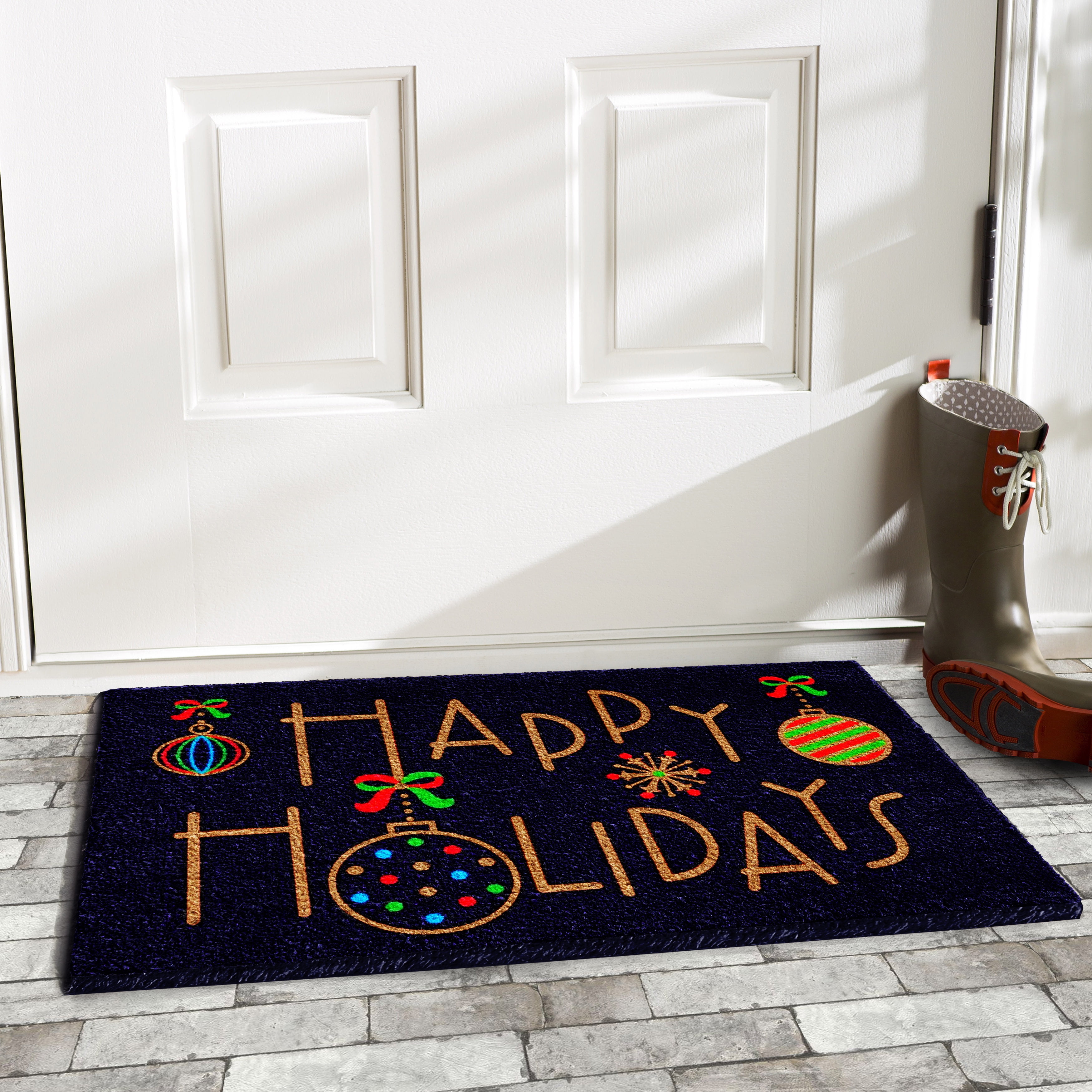 Happy Holidays Winter Doormat Holiday Doormat Christmas 